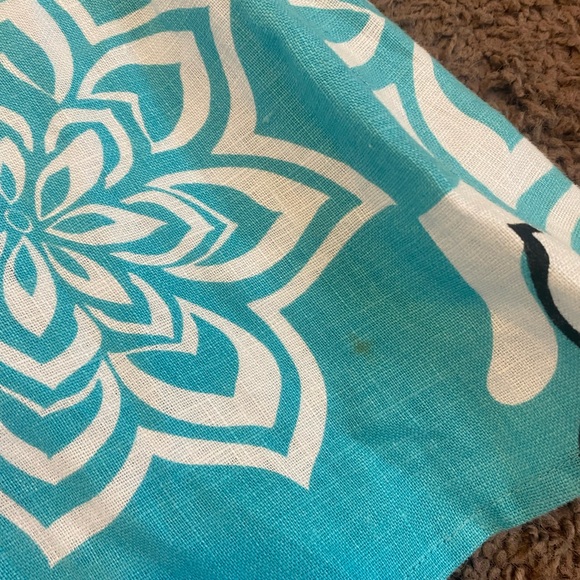 Yarns & Stitches Blue Linen A Line Skirt Floral Knee Length Size 8 - Picture 4 of 6